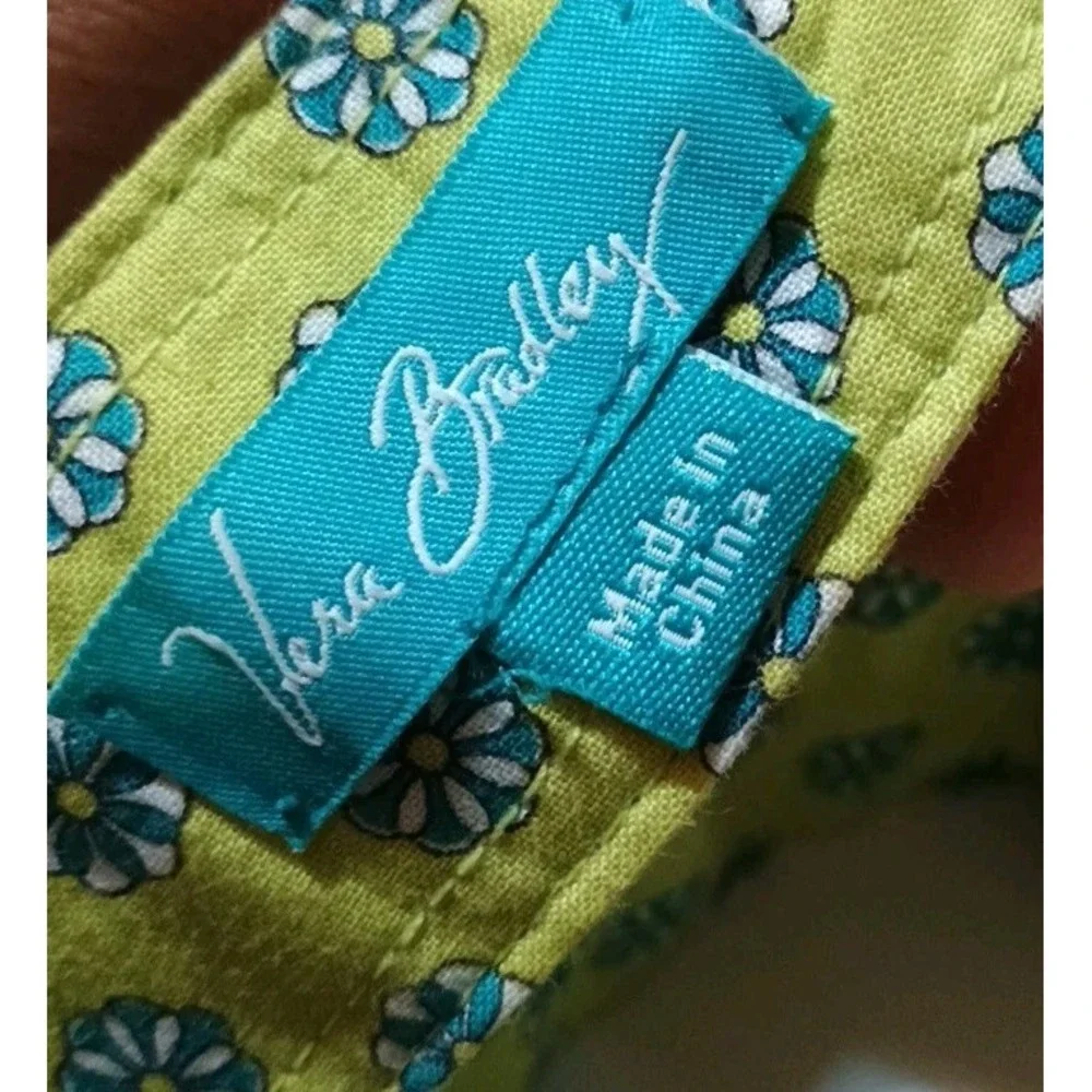 Vera Bradley‎ Womens Reversible Belt Blue Green Damask Paisley Wood Buckle